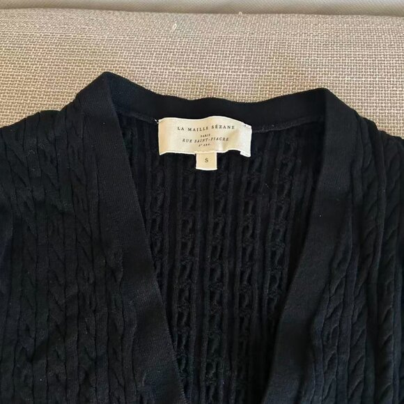 BEST Sezane Lisie Jumper Cardigan Black Noir French Knit - Picture 4 of 7